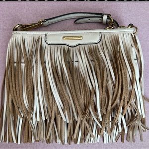 Rebecca Minkoff White Fringe Mini Crossbody Bag, excellent condition.